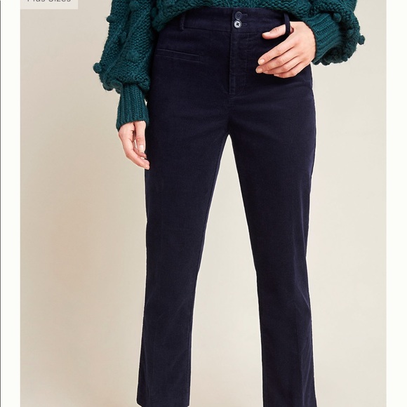 NWT ANTHROPOLOGIE CORDUROY CROPPED FLARE TROUSERS - Picture 2 of 6